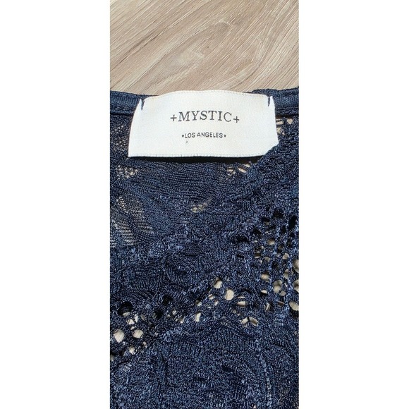 Mystic Lace Sheath Dress Womens XS Navy Blue Floral Long Sleeve Cocktail D13478L - Picture 3 of 8